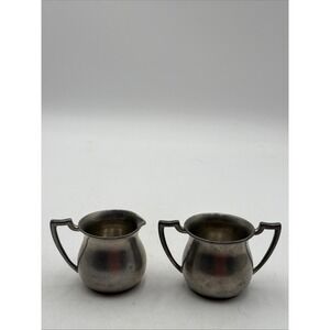 Antique/Vintage Old English Genuine Pewter Creamer and Sugar Bowl